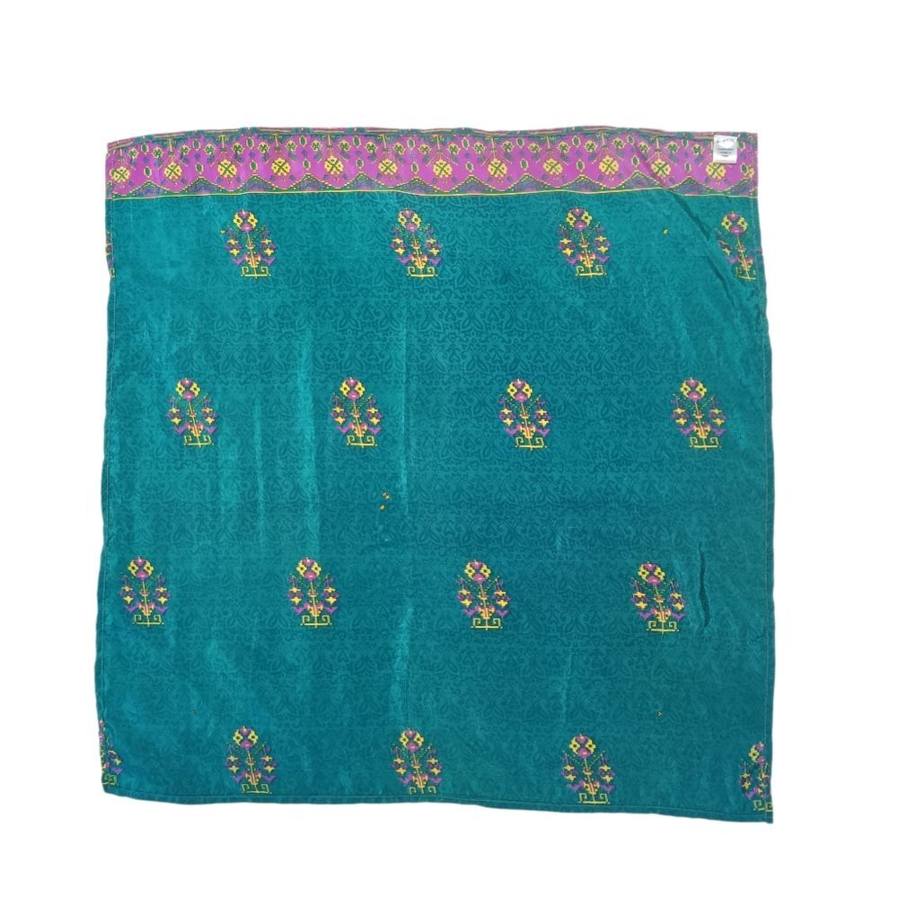 Darn Good Yarn Vibrant Teal Purple Square Rhinestone Bandana Scarf Made In India - Picture 2 of 12